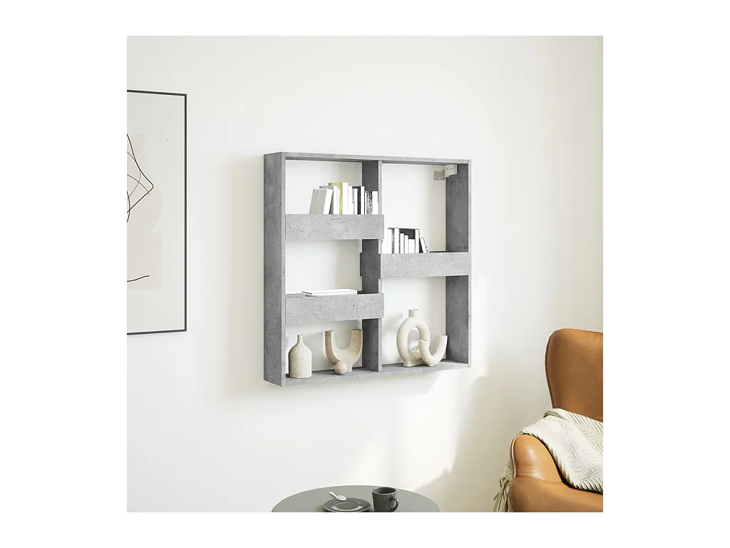 Wandschrank Betongrau 80x15x80 cm Holzwerkstoff