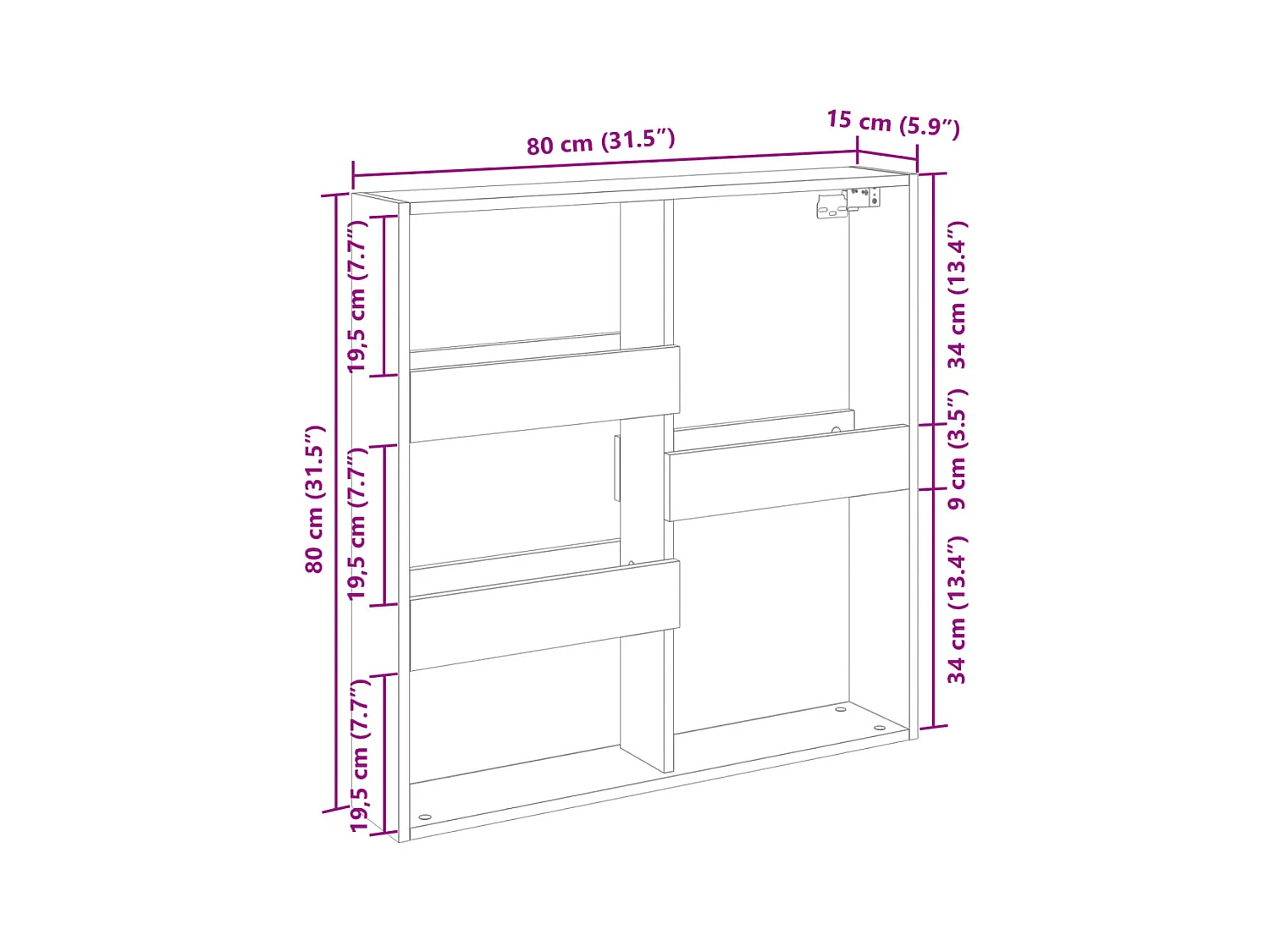 Wandschrank Betongrau 80x15x80 cm Holzwerkstoff