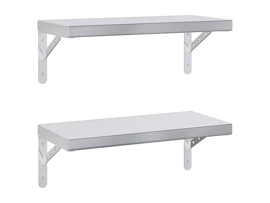 Étagères murales 2 pcs 50x23,5 cm argenté acier inoxydable