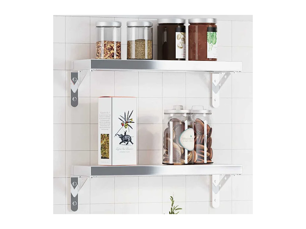 Soportes de estante 4 uds acero inoxidable plata 15x2,5x11,5 cm