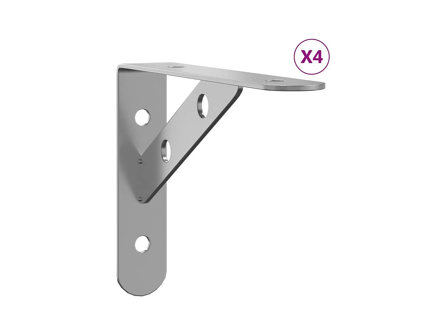 Soportes de estante 4 uds acero inoxidable plata 15x2,5x11,5 cm