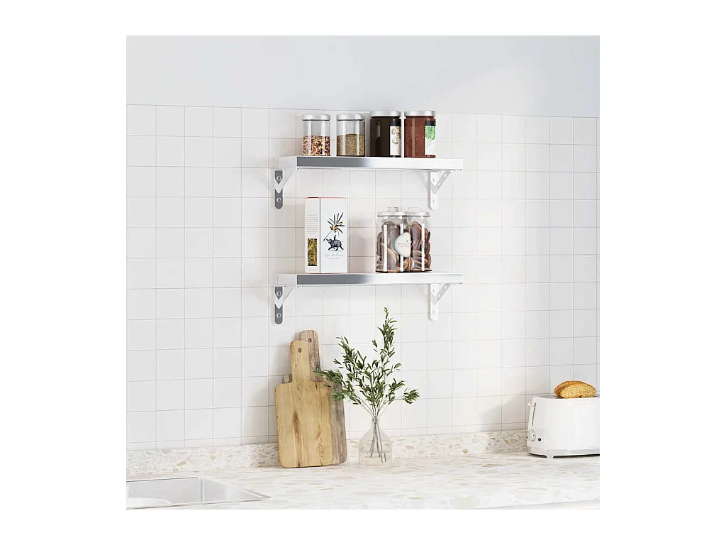 Soportes de estante 4 uds acero inoxidable plata 15x2,5x11,5 cm