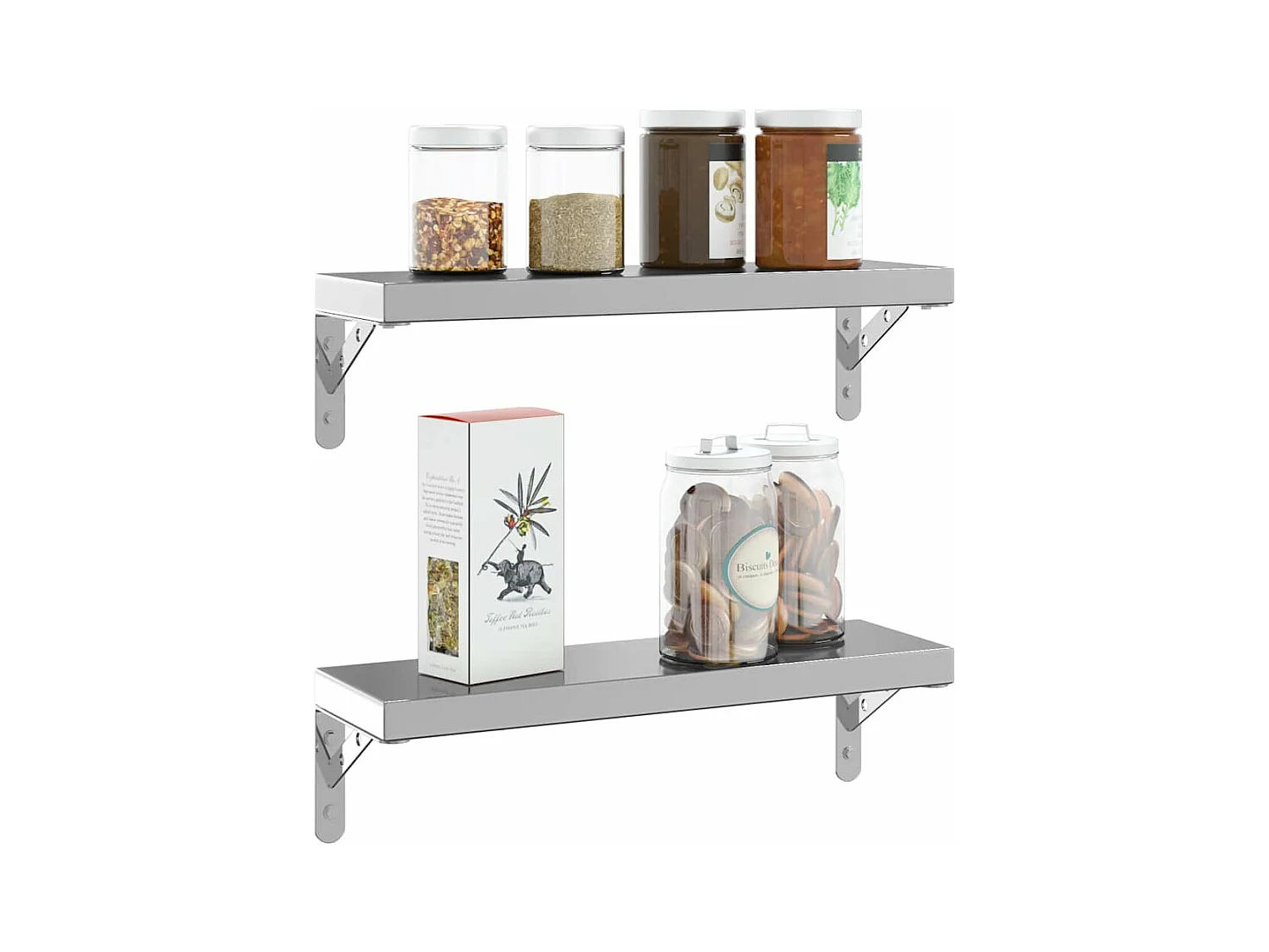 Soportes de estante 4 uds acero inoxidable plata 15x2,5x11,5 cm