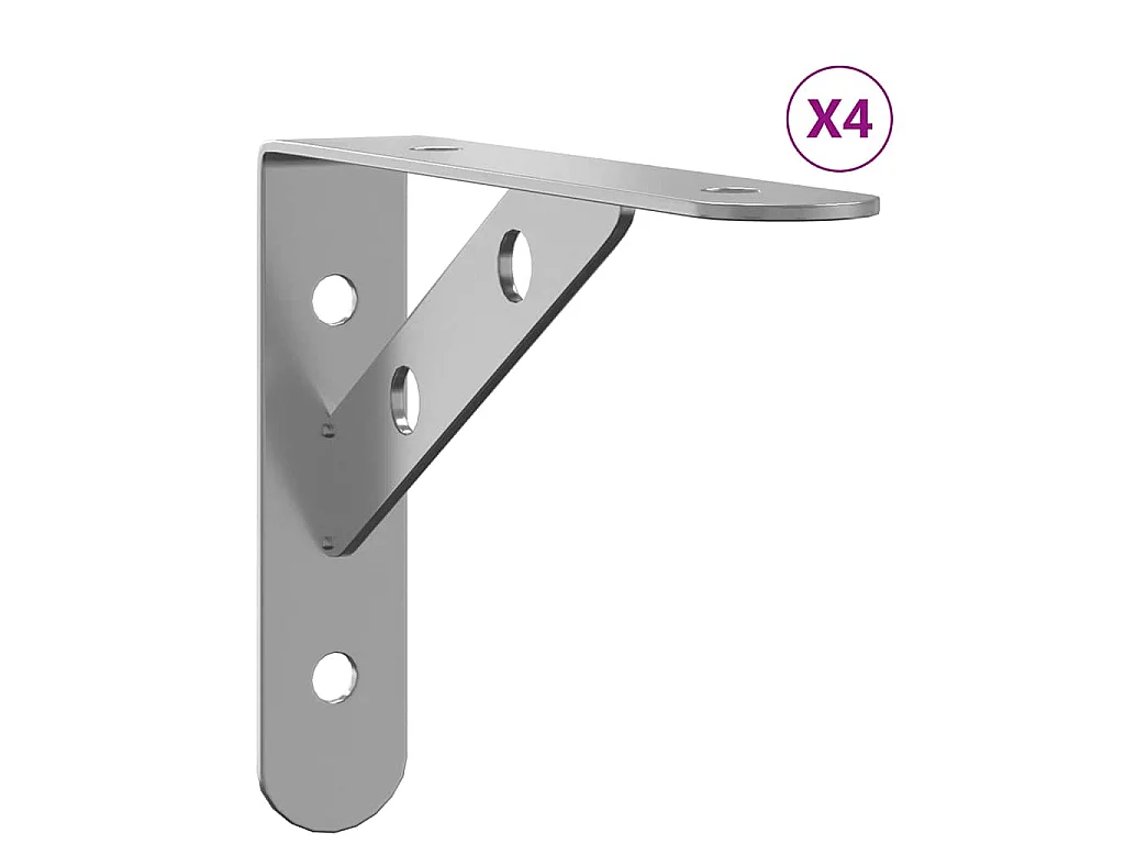Soportes de estante 4 uds acero inoxidable plata 15x2,5x11,5 cm