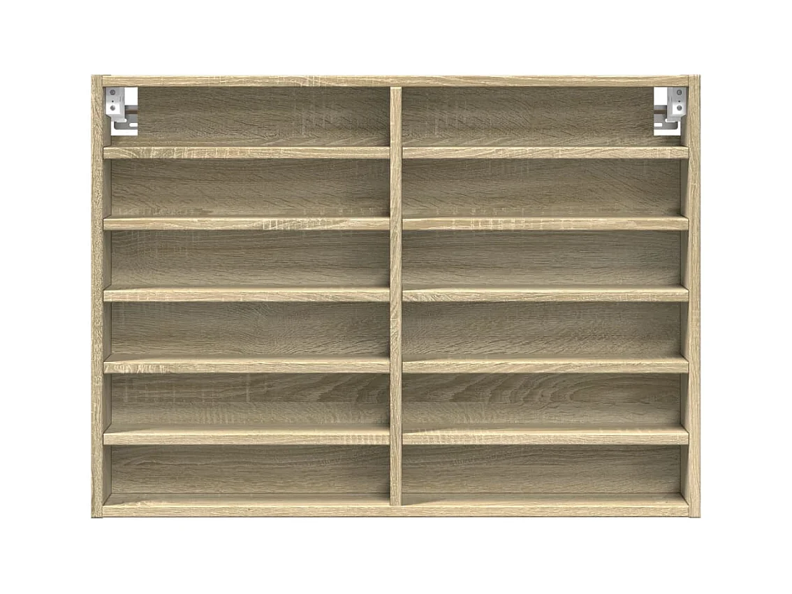 Vitrinekast 80x8,5x58 cm bewerkt hout sonoma eikenkleurig