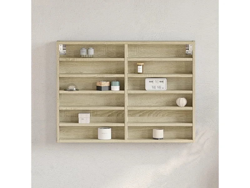 Armadietto Vetrina Rovere Sonoma 80x8,5x58 cm Legno Multistrato