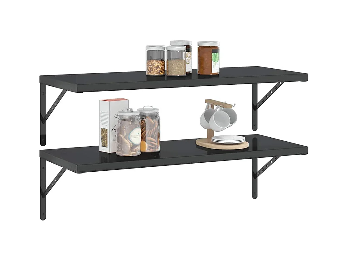 Étagères murales 2 pcs 100x40 cm noir acier inoxydable