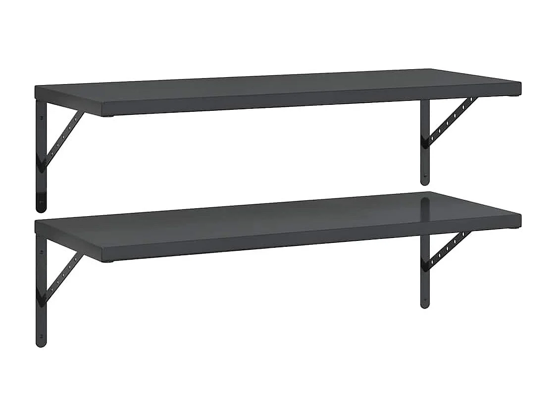 Wandregale 2 Stk. 100x40 cm Schwarz Edelstahl