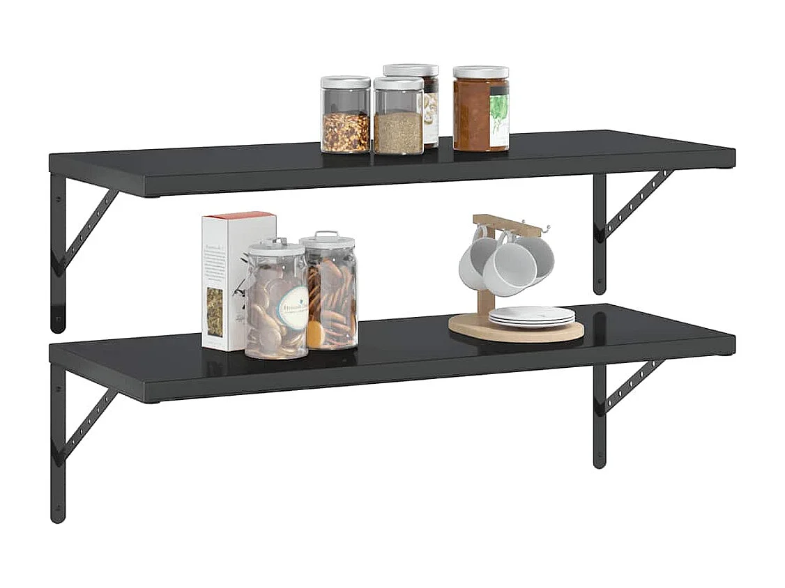 Wandregale 2 Stk. 100x40 cm Schwarz Edelstahl