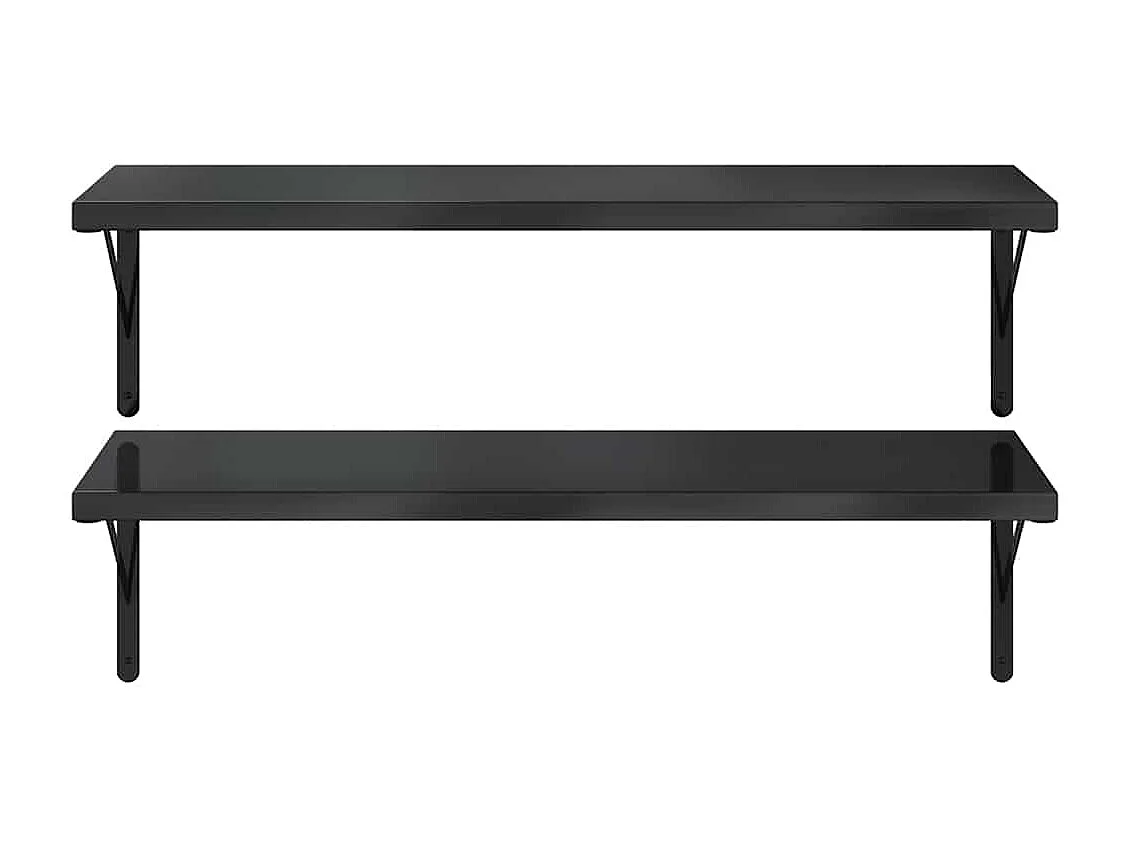 Wandregale 2 Stk. 100x40 cm Schwarz Edelstahl