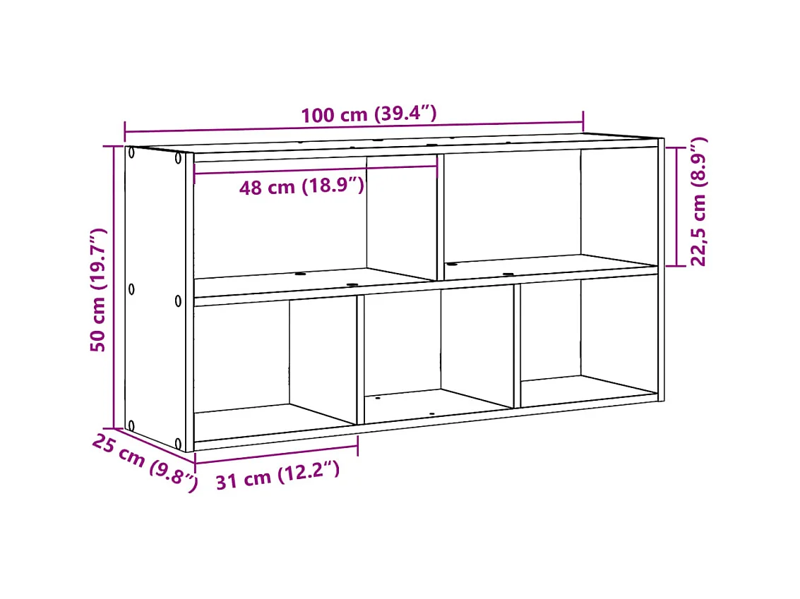 Prateleira parede 100x25x50 cm deriv. madeira carvalho castanho