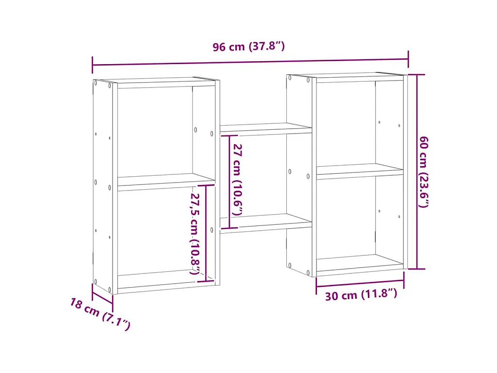 Étagère murale chêne artisanal 96x18x60 cm bois d'ingénierie
