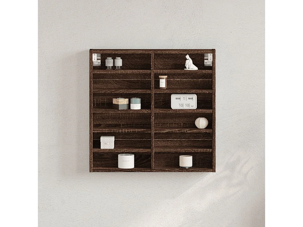Armoire à vitrine chêne marron 60x8,5x58 cm bois d'ingénierie