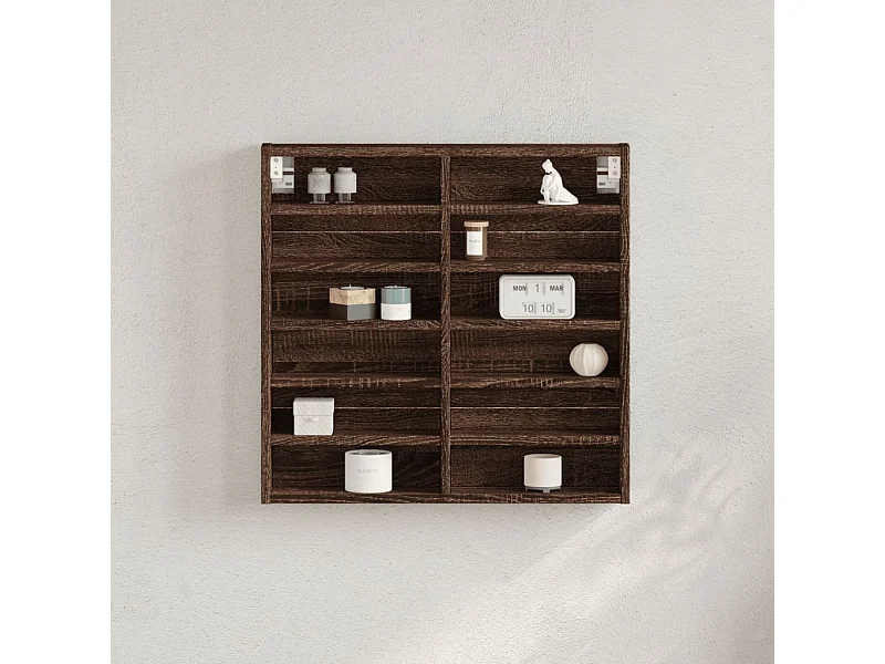 Armoire à vitrine chêne marron 60x8,5x58 cm bois d'ingénierie