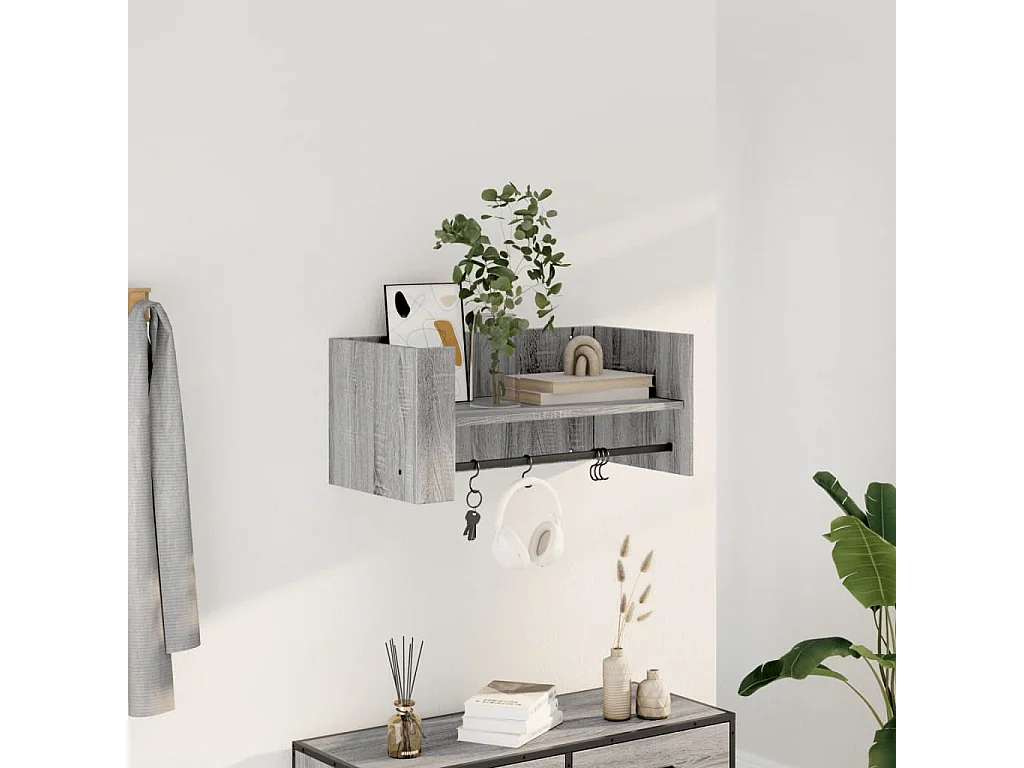 Wandschap 70,5x35x30,5cm bewerkt hout grijs sonoma eikenkleurig
