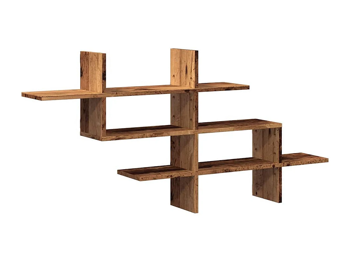 Wandschap 124,5x18x60,5 cm bewerkt hout oud houtkleurig