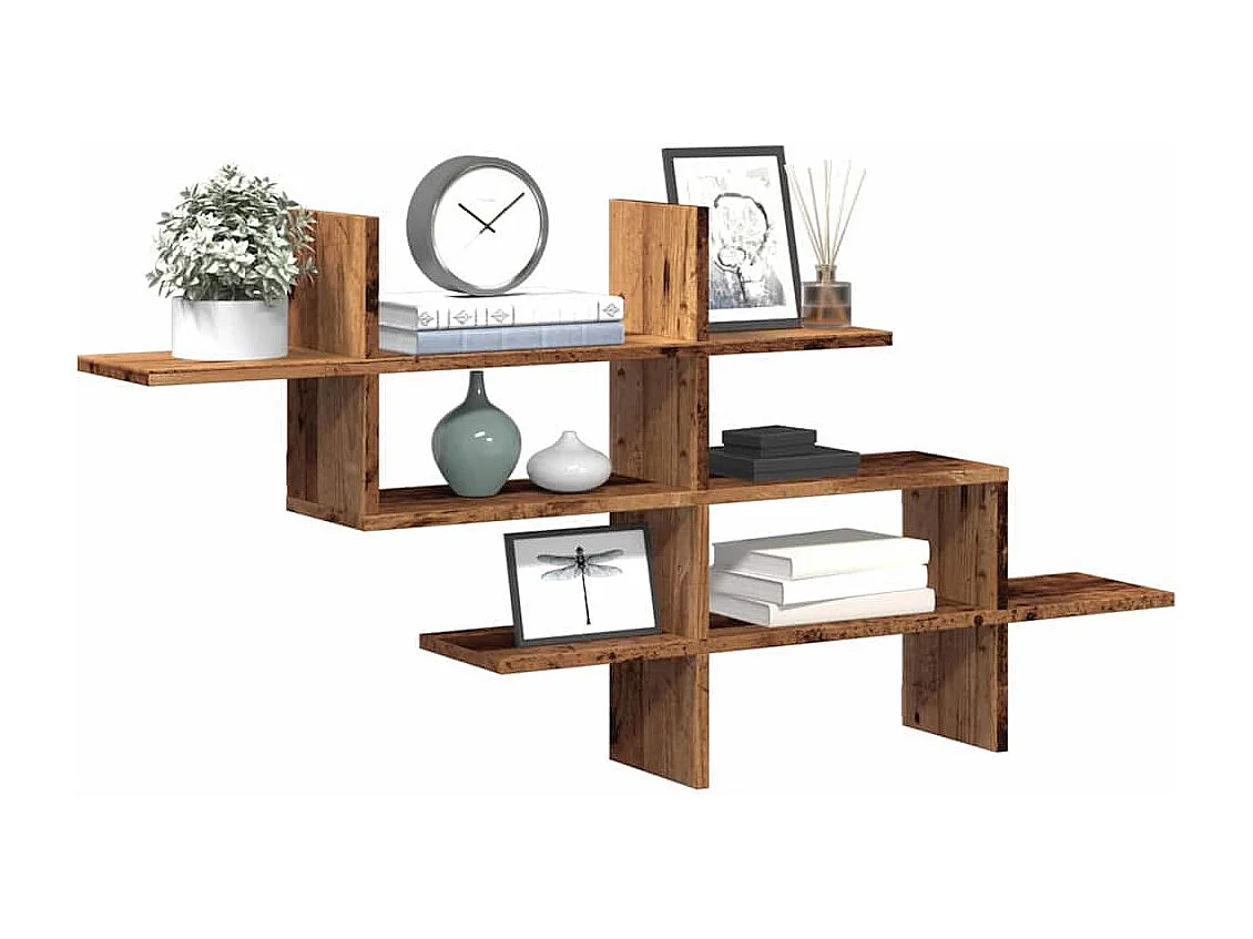 Wandschap 124,5x18x60,5 cm bewerkt hout oud houtkleurig
