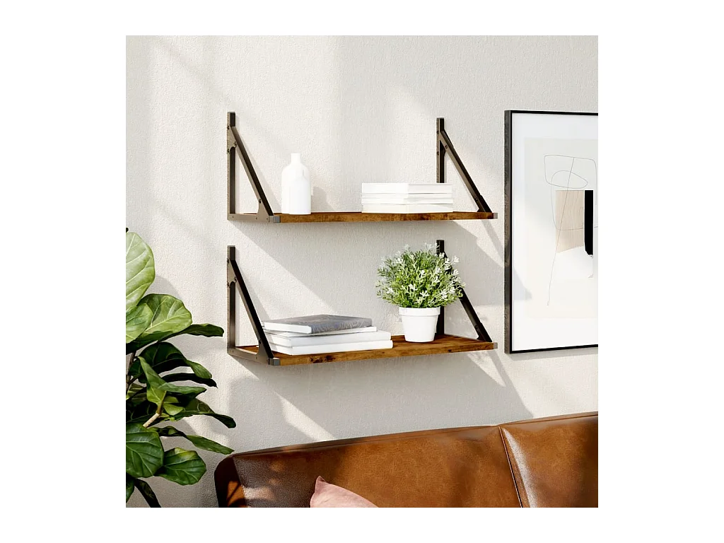 Étagères murales 2pcs chêne fumé 60x25x25,5cm bois d'ingénierie