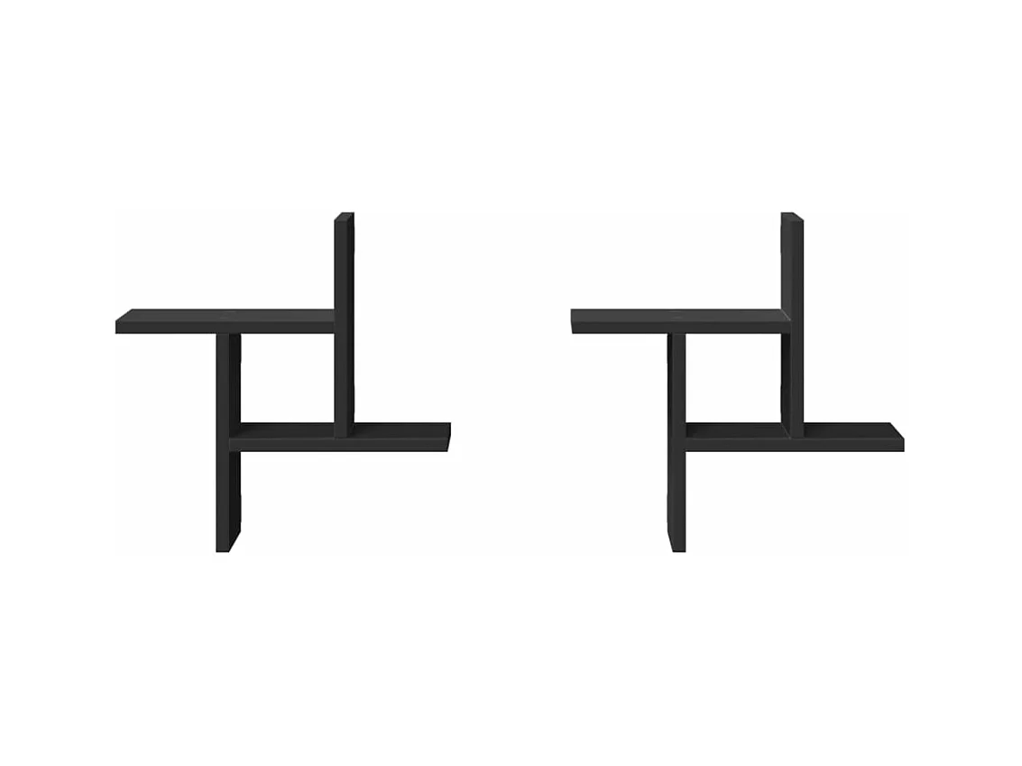 Étagères murales 2 pcs noir 38x12x38 cm bois d'ingénierie