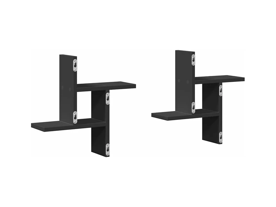 Étagères murales 2 pcs noir 38x12x38 cm bois d'ingénierie