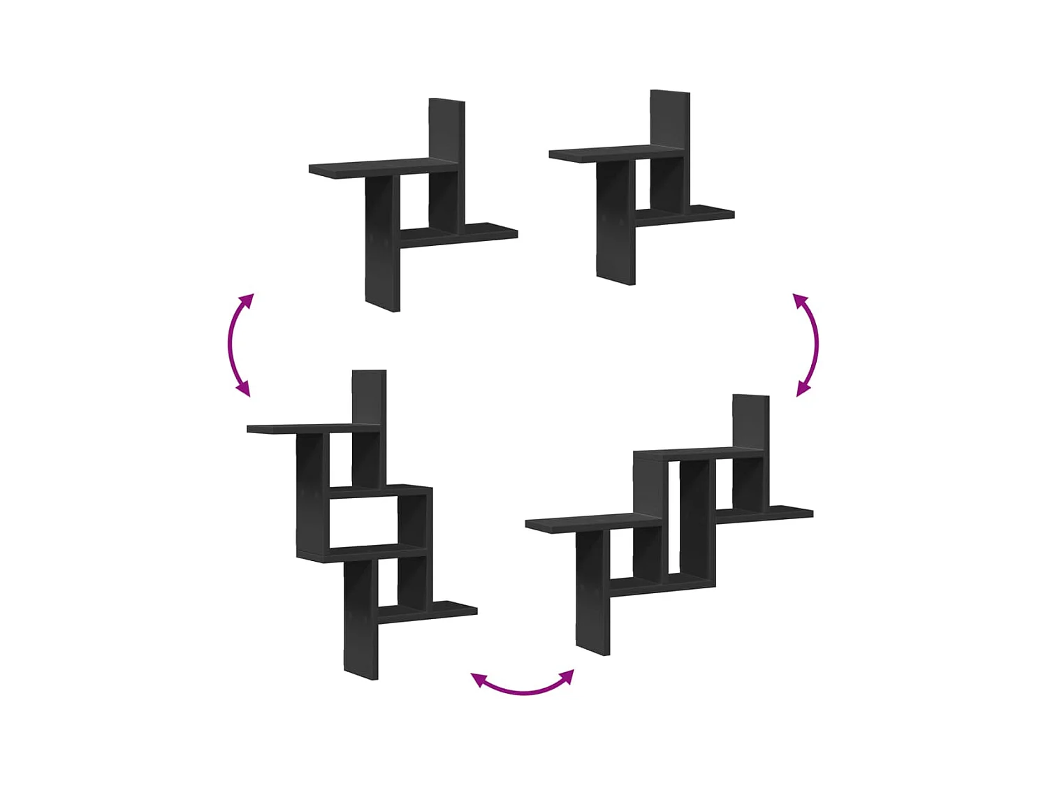 Étagères murales 2 pcs noir 38x12x38 cm bois d'ingénierie