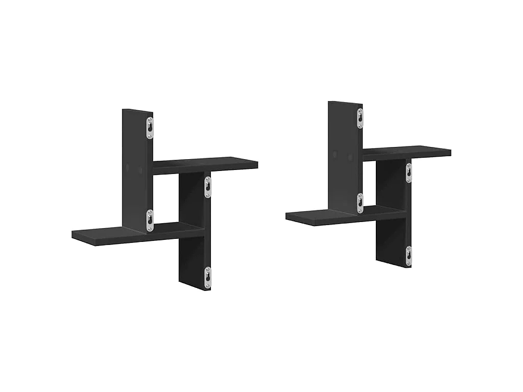 Étagères murales 2 pcs noir 38x12x38 cm bois d'ingénierie