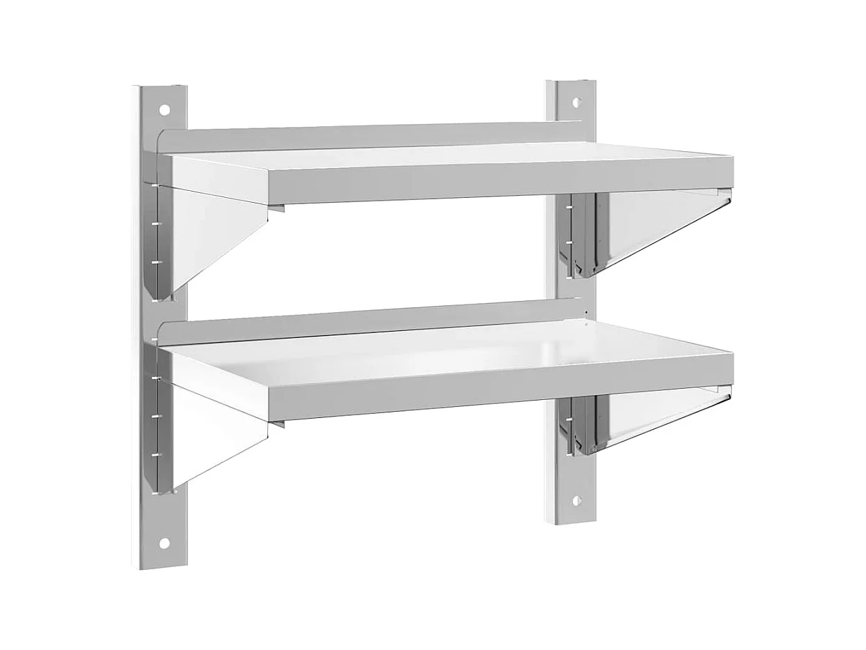 Étagère murale à 2 niveaux 50x30x48 cm argenté acier inoxydable