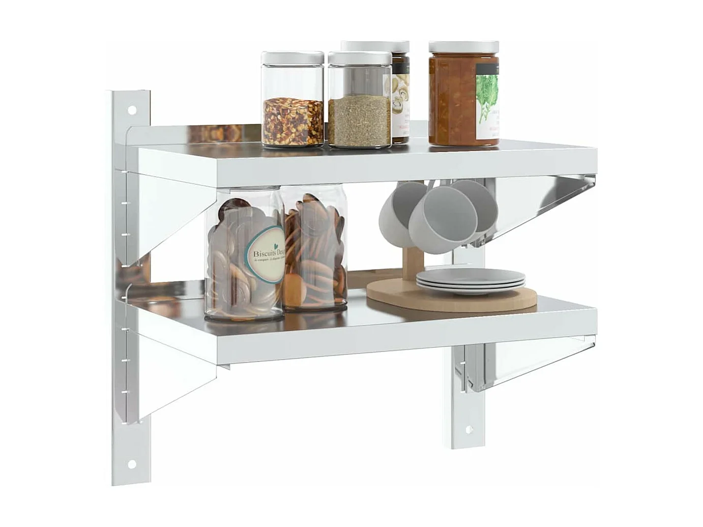 Estante de pared acero inoxidable plateado 50x30x48 cm