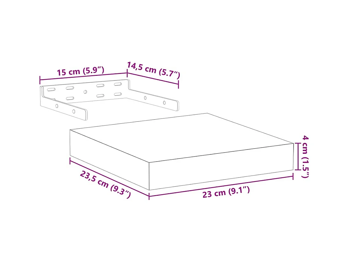 Étagère flottante 23x23,5x4 cm bois d'ingénierie