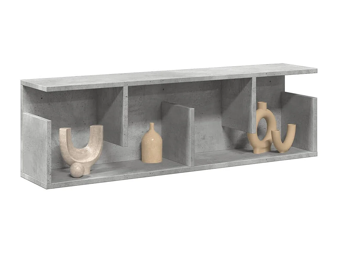 Wandkast 100x20x30 cm bewerkt hout betongrijs
