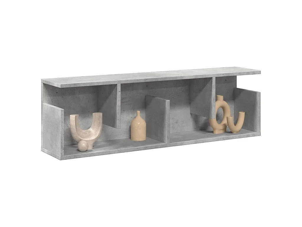 Wandkast 100x20x30 cm bewerkt hout betongrijs