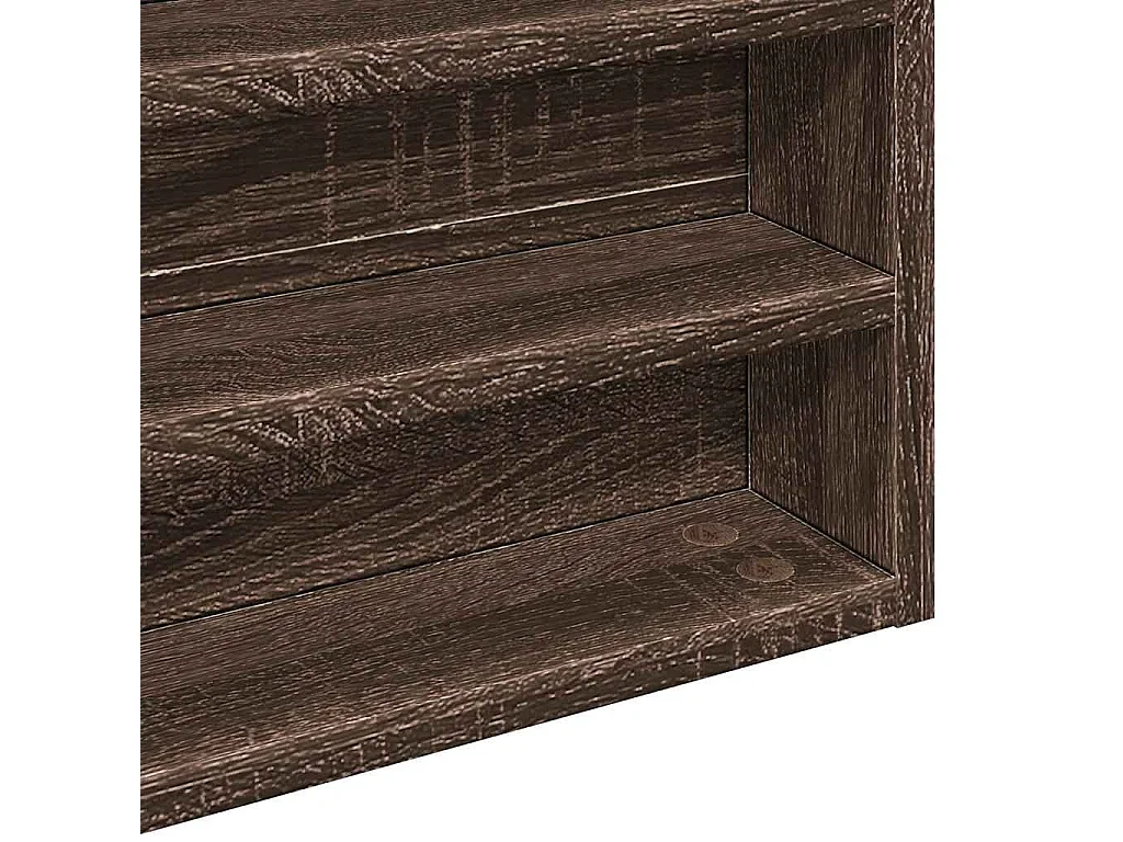 Vitrinekast 100x8,5x50 cm bewerkt hout bruin eikenkleurig