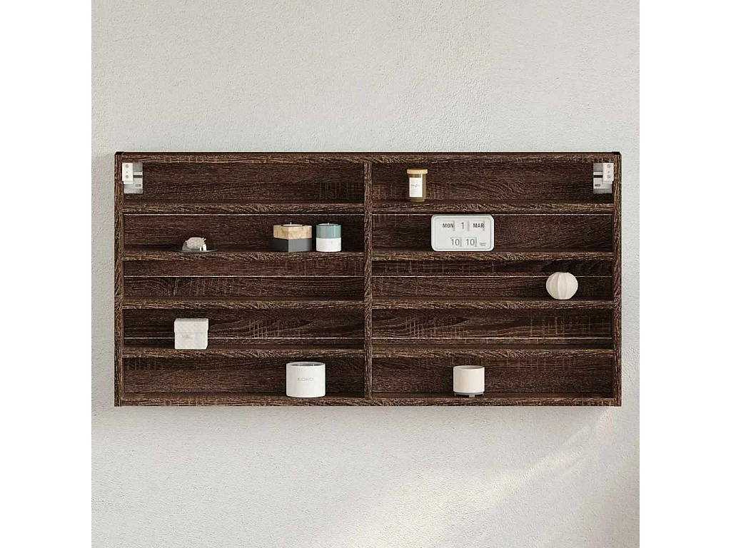 Armoire à vitrine chêne marron 100x8,5x50 cm bois d'ingénierie