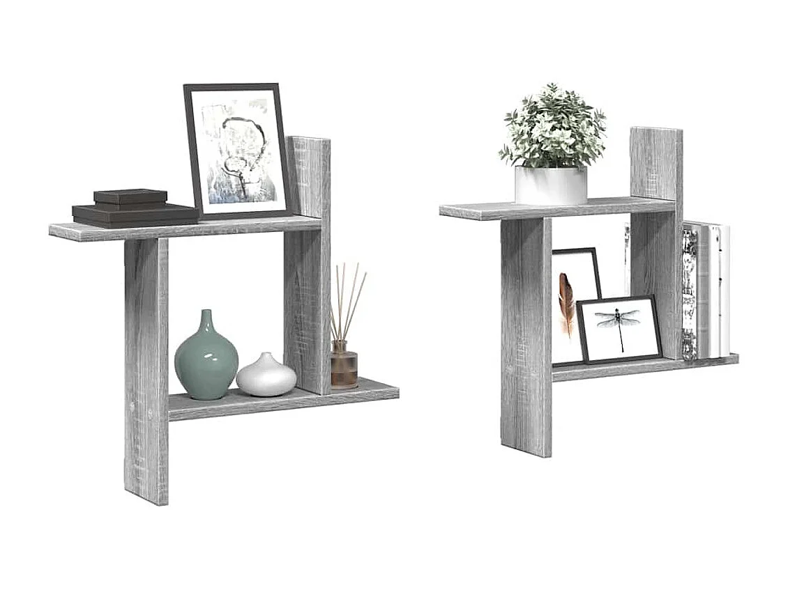 Étagères murales 2pcs sonoma gris 50x12x50 cm bois d'ingénierie