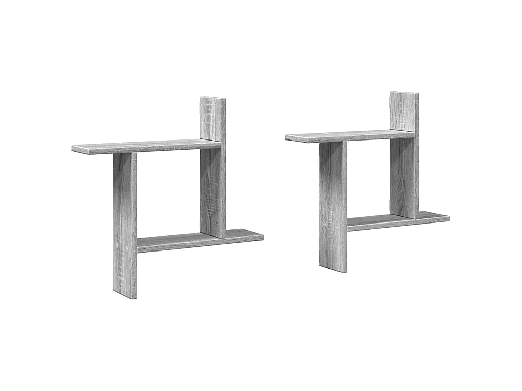 Étagères murales 2pcs sonoma gris 50x12x50 cm bois d'ingénierie