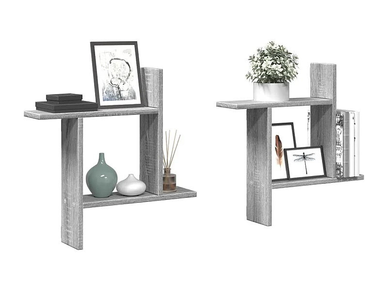Wandregale 2 Stk. Grau Sonoma 50x12x50 cm Holzwerkstoff