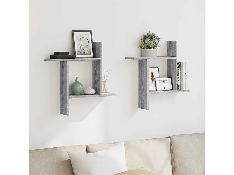 Étagères murales 2pcs sonoma gris 50x12x50 cm bois d'ingénierie