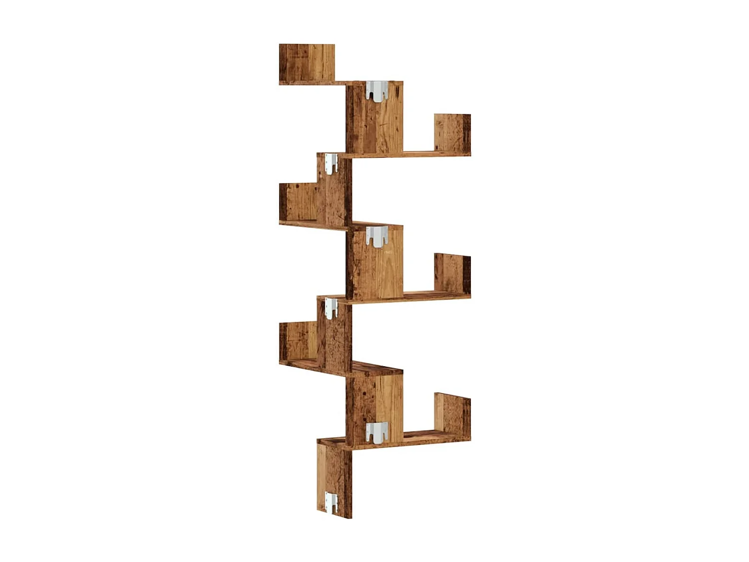 Étagère d'angle murale vieux bois 45x45x147cm bois d'ingénierie