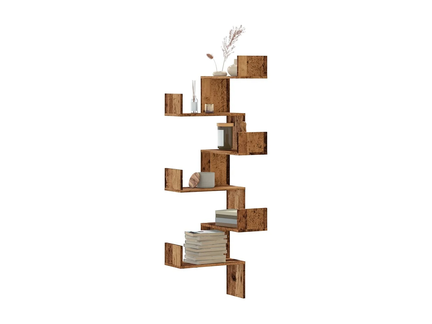 Scaffale Angolare Muro Legno Antico 45x45x147 cm Multistrato