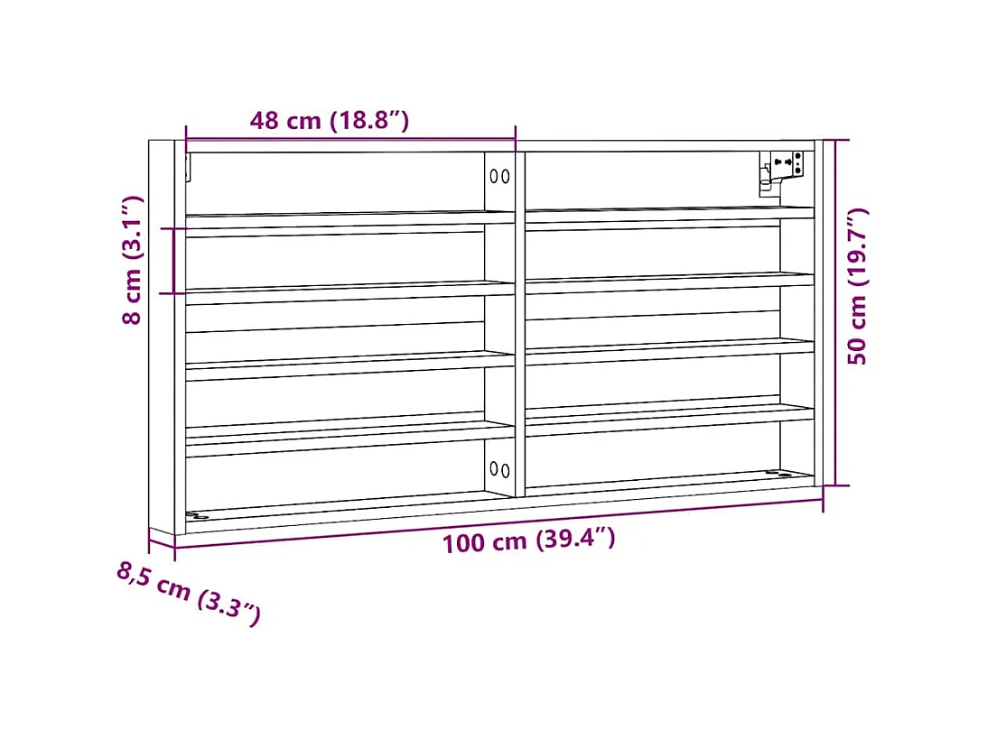 Armoire à vitrine blanc 100x8,5x50 cm bois d'ingénierie