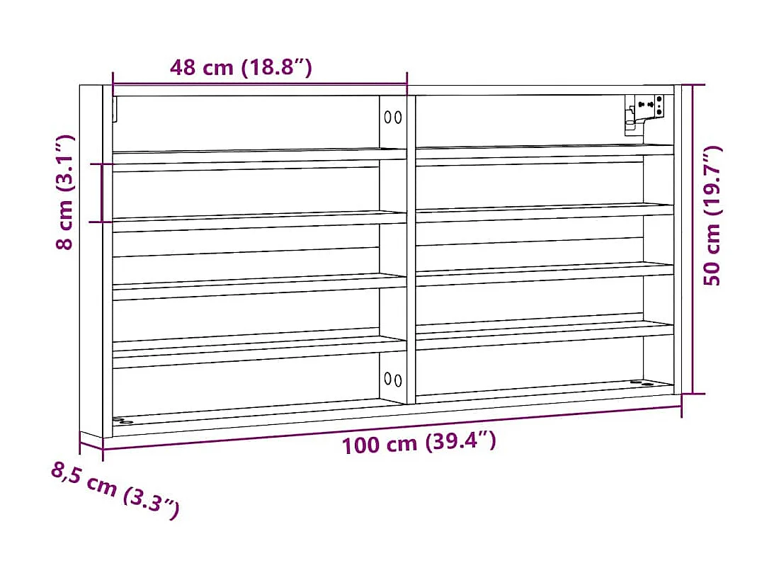 Armoire à vitrine blanc 100x8,5x50 cm bois d'ingénierie