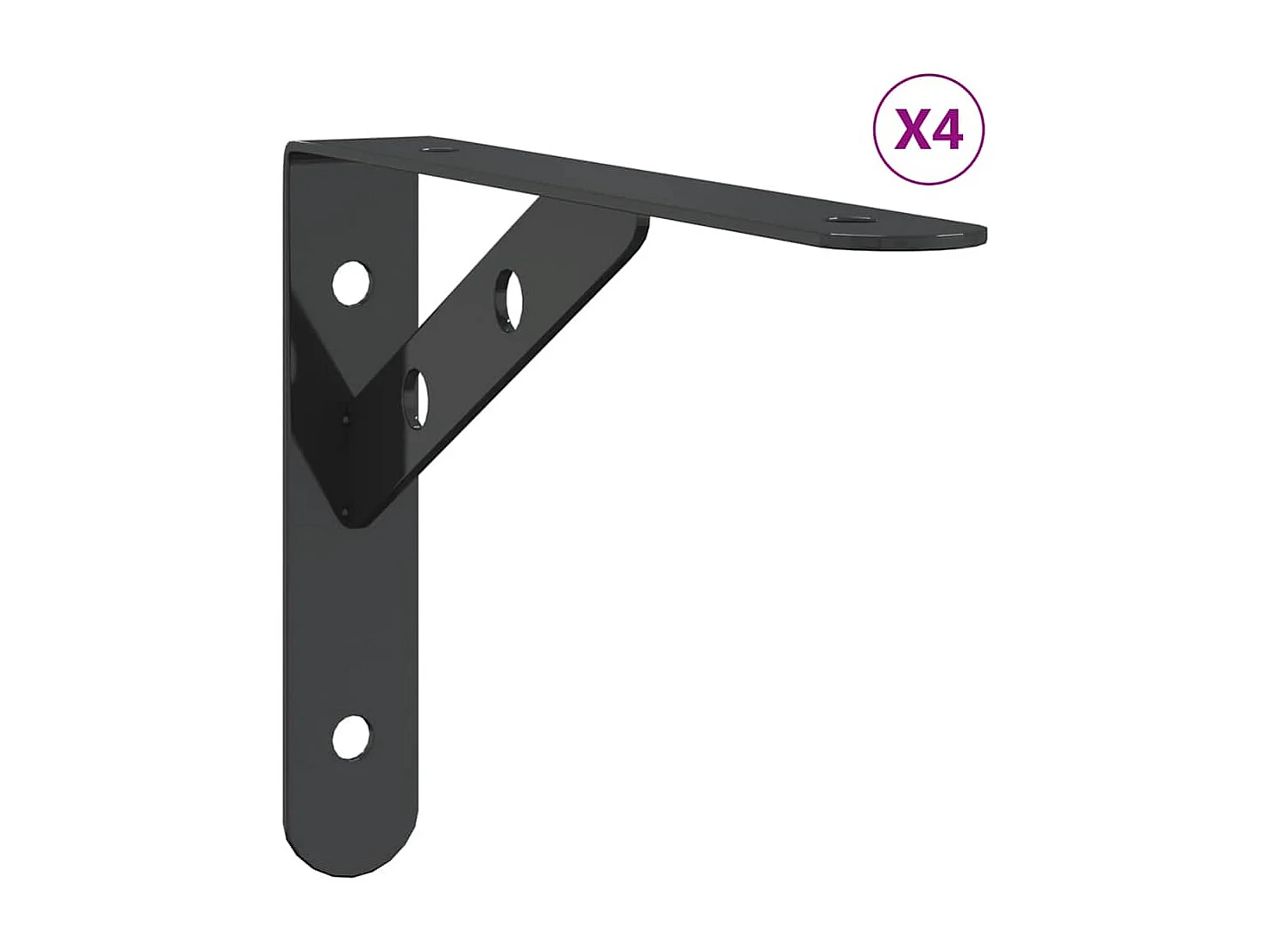 Supports d'étagères 4 pcs 20x2,5x14 cm noir acier inoxydable