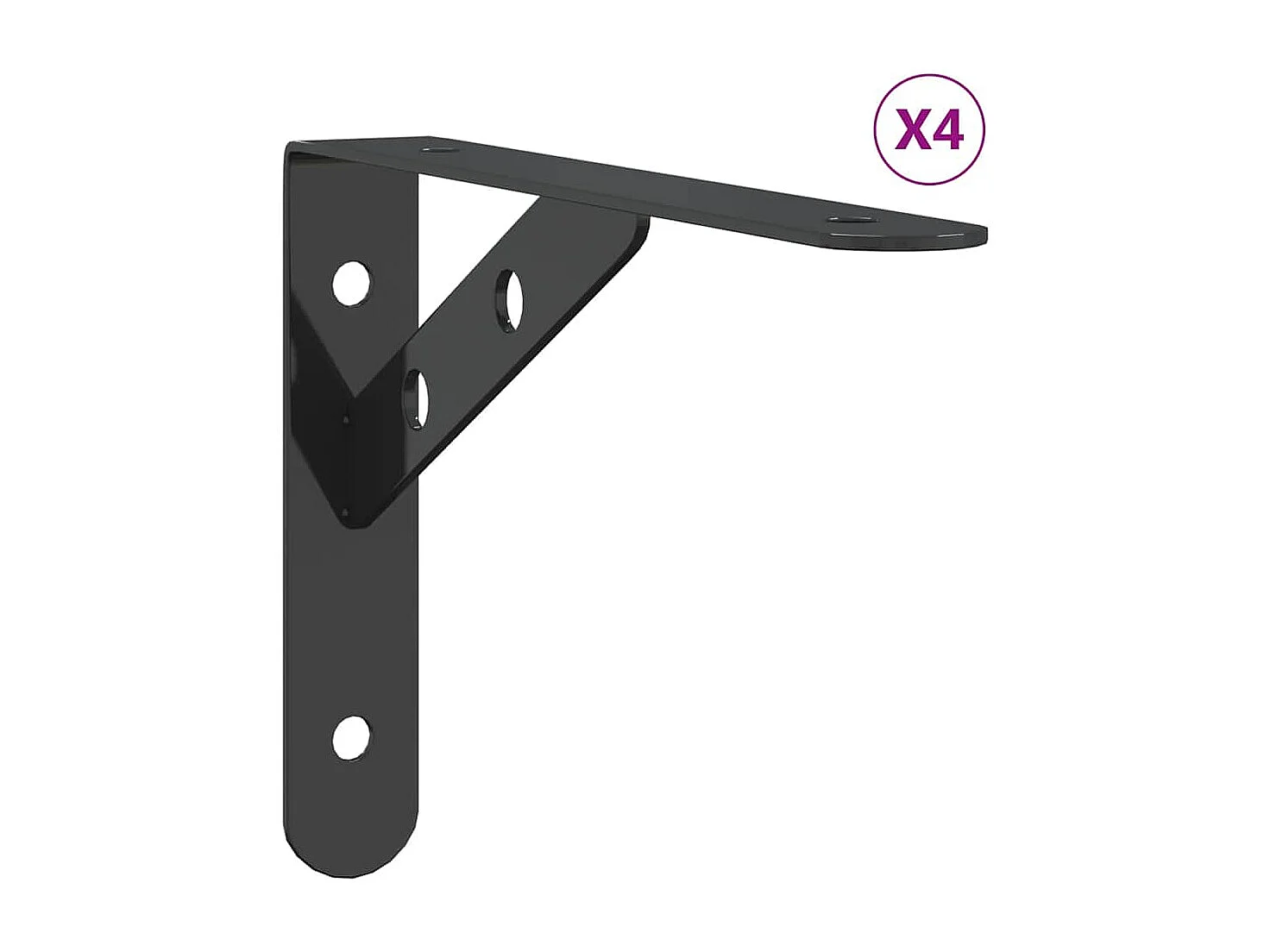 Supports d'étagères 4 pcs 20x2,5x14 cm noir acier inoxydable