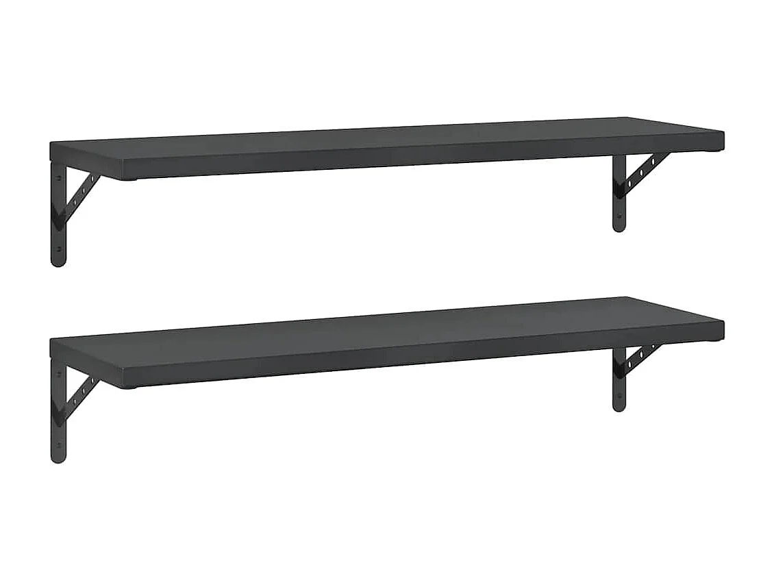 Mensole a Muro 2 pz 100x30 cm Nero in Acciaio Inossidabile