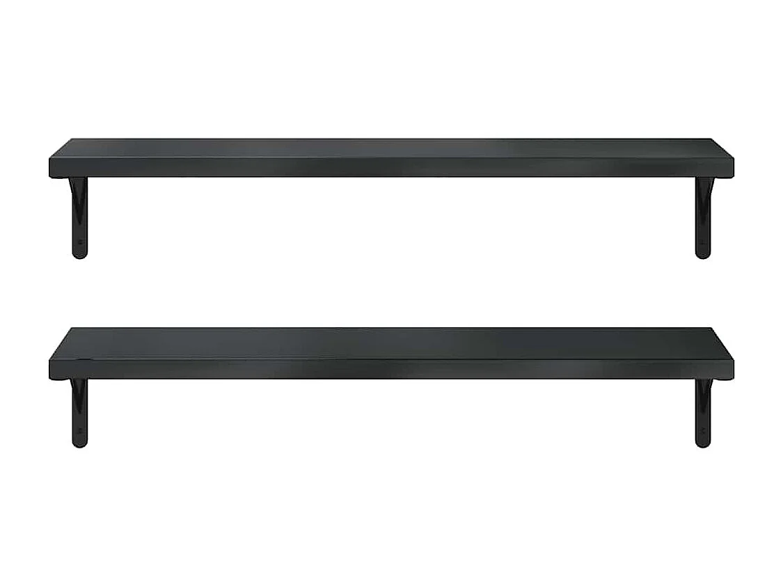 Mensole a Muro 2 pz 100x30 cm Nero in Acciaio Inossidabile