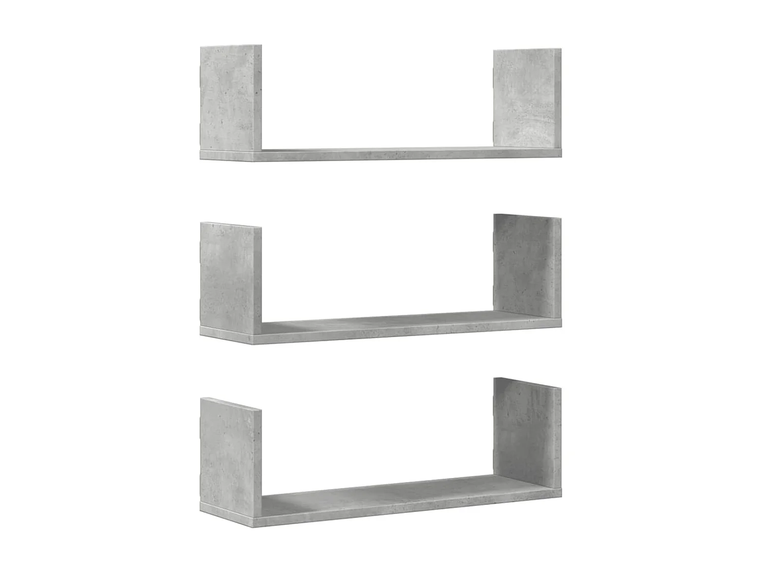 Wandschappen 3 st 58x18x18 cm bewerkt hout betongrijs