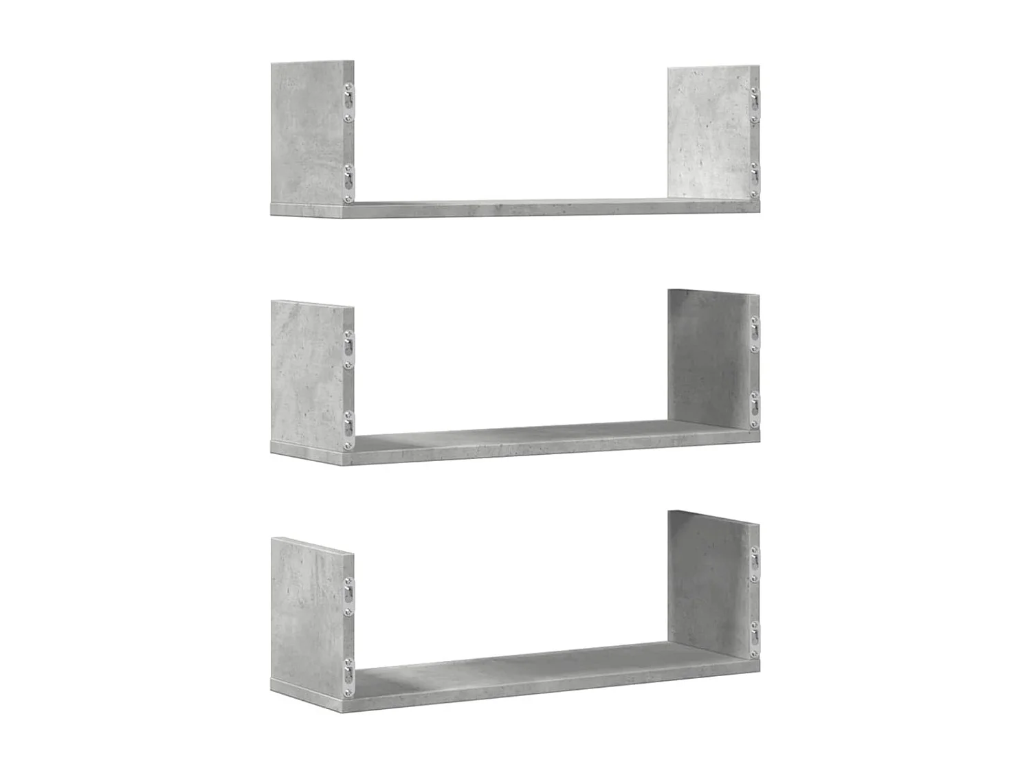 Wandschappen 3 st 58x18x18 cm bewerkt hout betongrijs