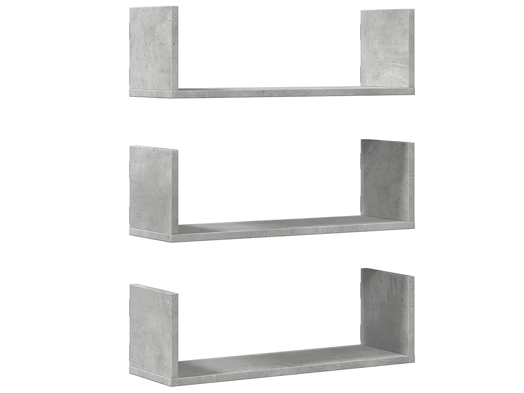Wandschappen 3 st 58x18x18 cm bewerkt hout betongrijs