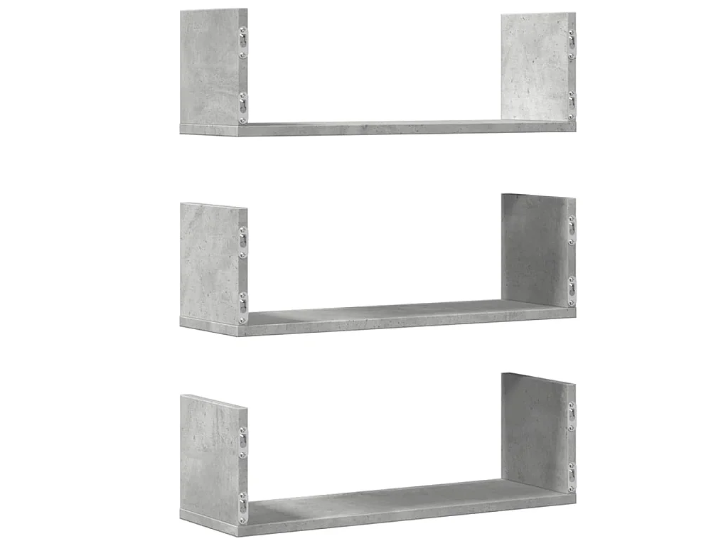 Étagères murales 3 pcs gris béton 58x18x18 cm bois d'ingénierie