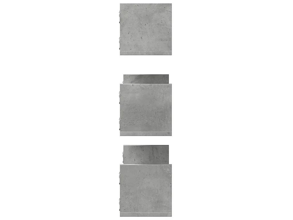 Étagères murales 3 pcs gris béton 58x18x18 cm bois d'ingénierie